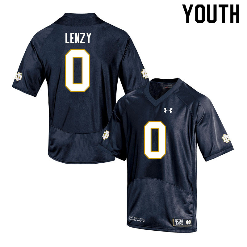 Youth NCAA Notre Dame Fighting Irish #0 Braden Lenzy Stitched College Under Armour Authentic Navy Football Jersey EI10V55GT